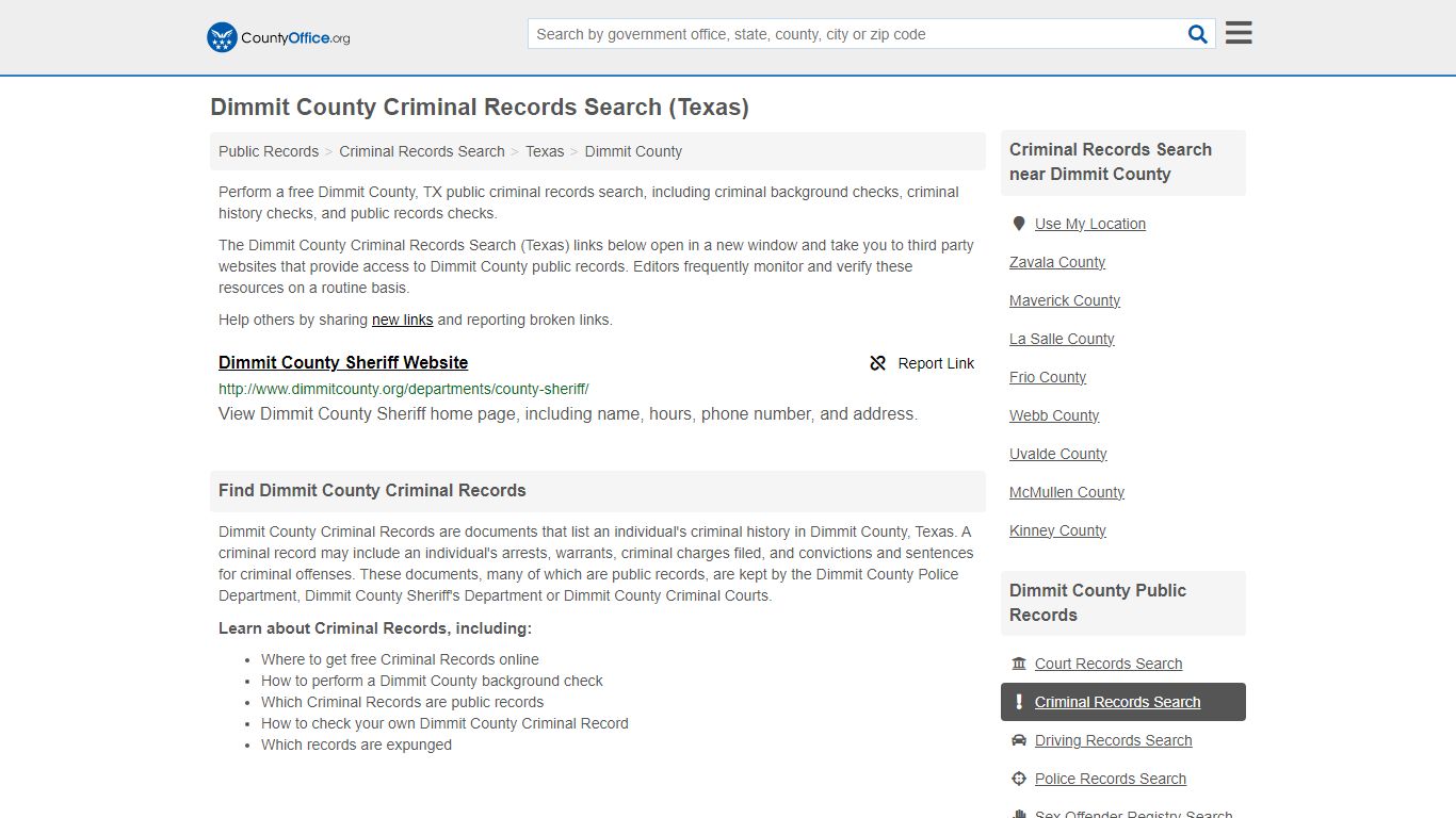 Criminal Records Search - Dimmit County, TX (Arrests, Jails & Most ...